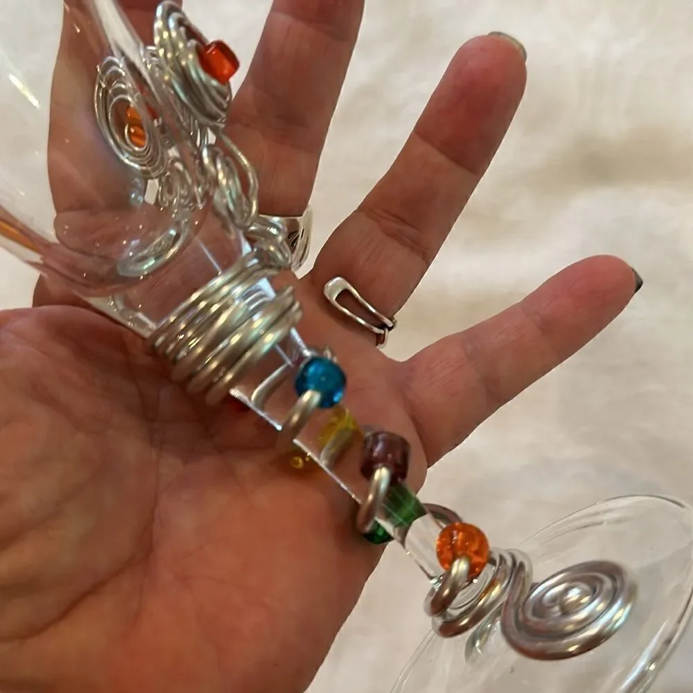 Wine Beverage Goblet Hand Crafted Silver Wire Wrapped Jewels Artisan